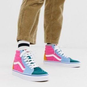 Vans Sk8 Hi bright color blocked skate shoes womens size 10 mens size 9.5